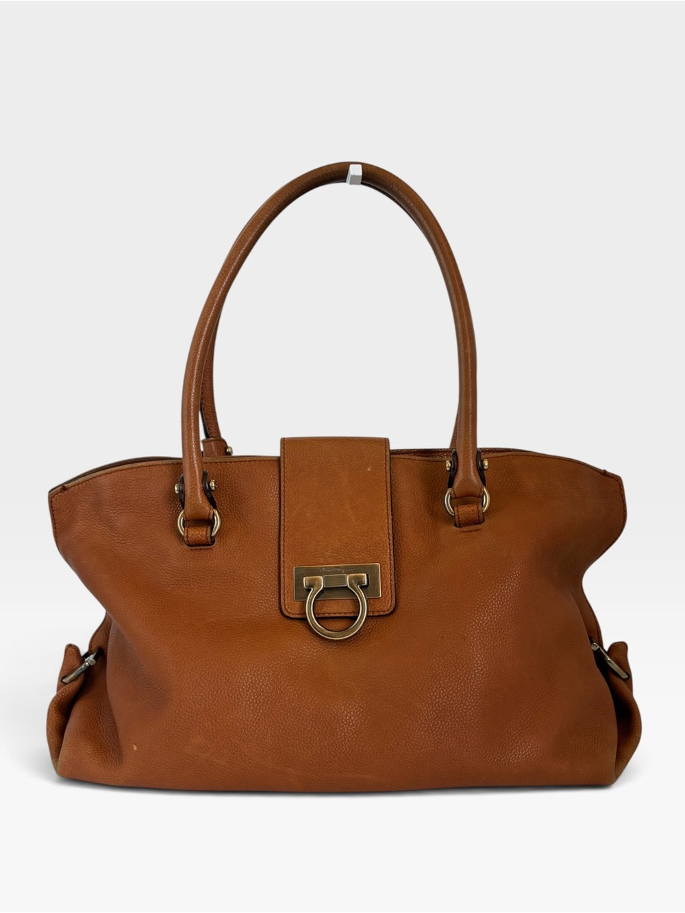 Salvatore Ferragamo Brown Leather Gancini Large Tote Shoulder Bag